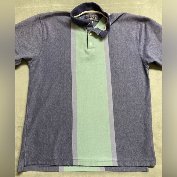 Vintage Fore Golfwear Classic Polo Mens Large Blue Striped Outdoor Golf USA - Picture 7 of 12